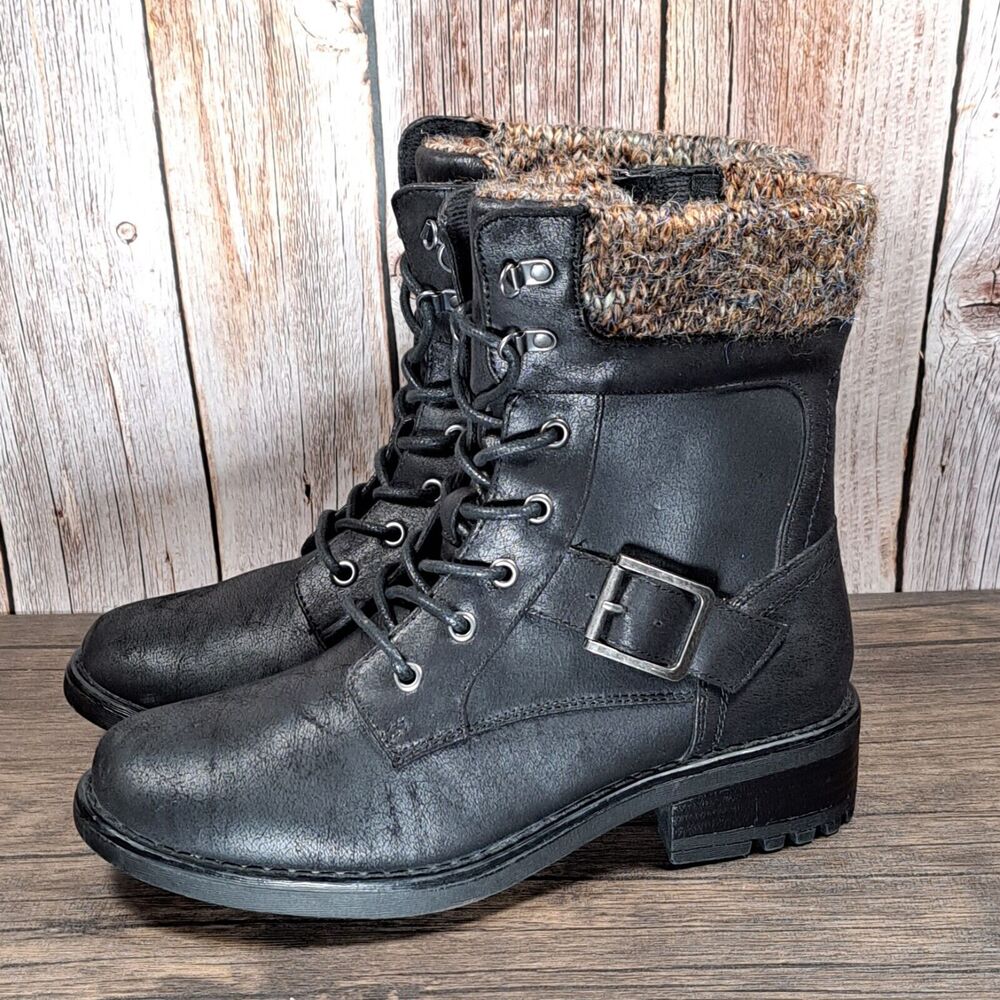 Torrid Black Leather Zip Up Women’s 9 W Combat Sweater Boot (Read Description)